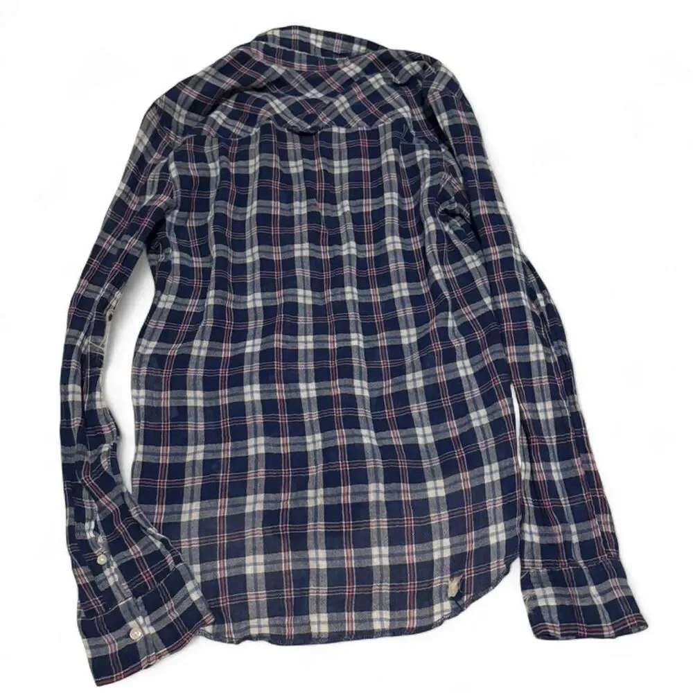 Abercrombie-fitch Women's Blue and Navy Shirt Y2K Small
